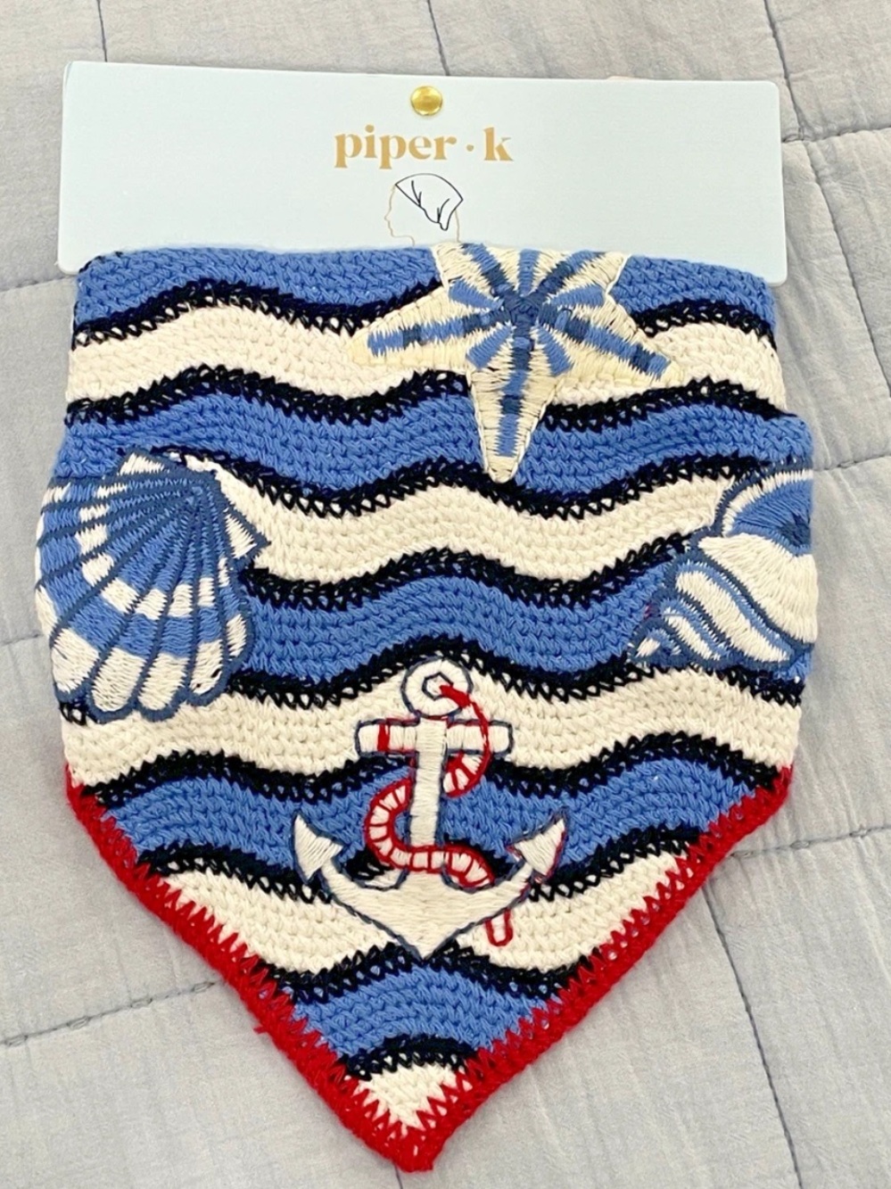 NWT! Piper K Nautical Cape Cod Theme Crochet Headband Scarf